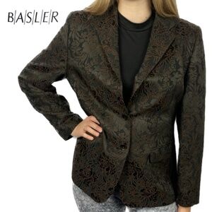 BASLER Floral Embroidered Wool Blend Blazer - Size 42